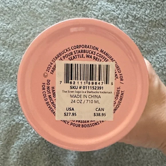 New Starbucks Pink Floral Ombre Tumbler with Yellow Straw and Orange Accents - Picture 4 of 5